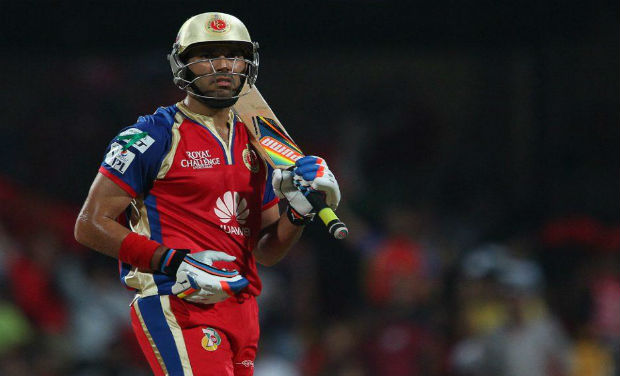 Yuvraj Singh's comeback to batting form adds a major boost to RCB's batting line up as they face Chennai Super Kings. Photo: BCCI Yuvraj Singh's comeback to batting form adds a major boost to RCB's batting line up as they face Chennai Super Kings. Photo: BCCI